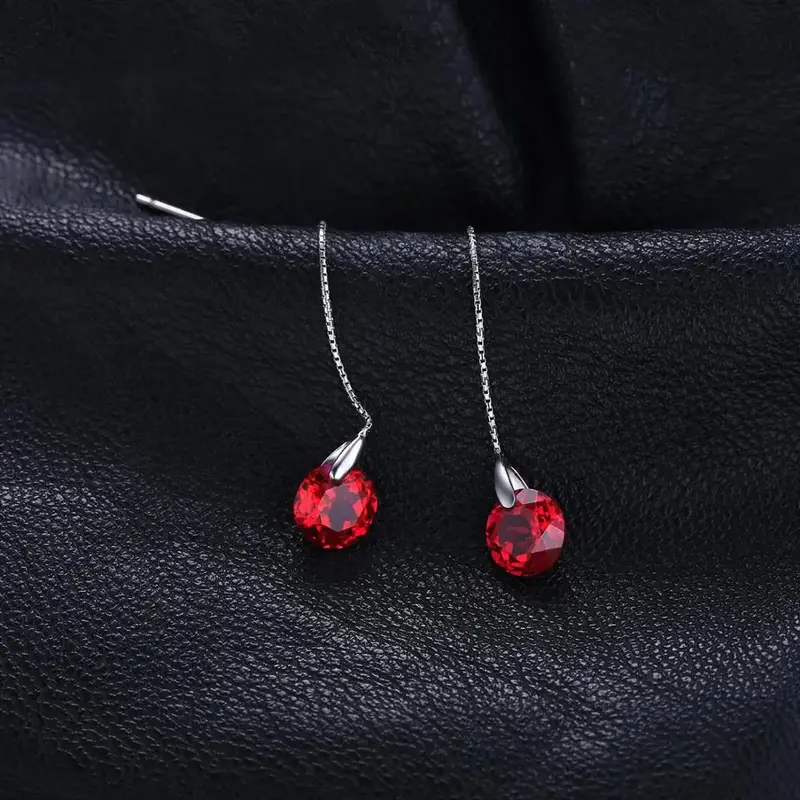 Exquisite 5.5Ct Created Ruby Drop Earrings in S925 Sterling Silver - The Perfect Gift for Sophisticated Women