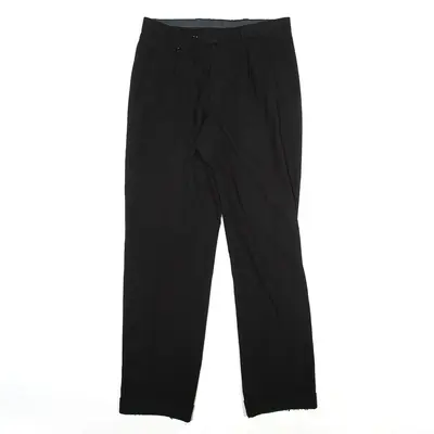 Pleated Trousers Black Regular Tapered Womens W32 L31