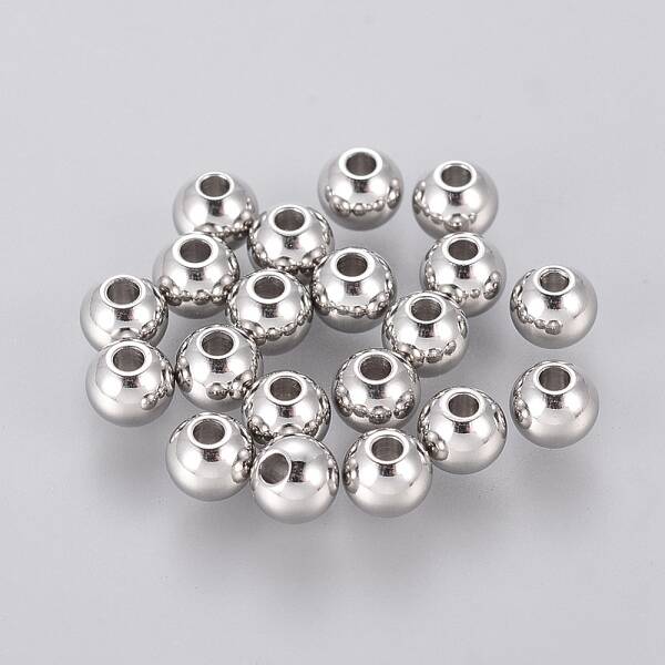 Tarnish Resistant 304 Stainless Steel Smooth Round Spacer Beads