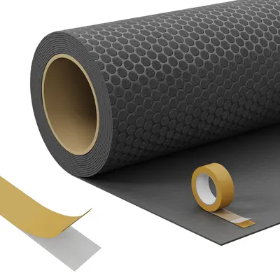 Garvee Heavy Duty Non-Slip Garage Floor Mat Roll, 7.5 x 17 FT Waterproof Coin Plate PVC, 1.5mm Thick, Double-Sided Tape, Easy...