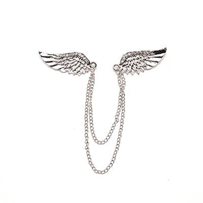 Men's Crystal Wings Scarf Collar Brooch Lapel Pin