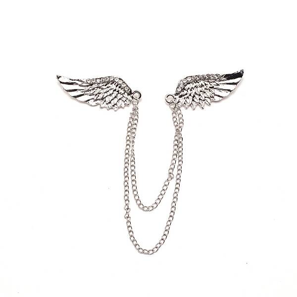 Men's Crystal Wings Scarf Collar Brooch Lapel Pin