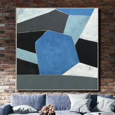 Large Blue Painting on Canvas Blue Abstract Painting Original Art Minimalist Painting Geometric Wall Art Decor | GEOMETRY OF ...