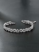 Women's Elegant Rhinestone Decorated Hollow Out Heart Design Cuff Bangle, Exquisite Trendy Elegant Minimalist Bangle for Wome...