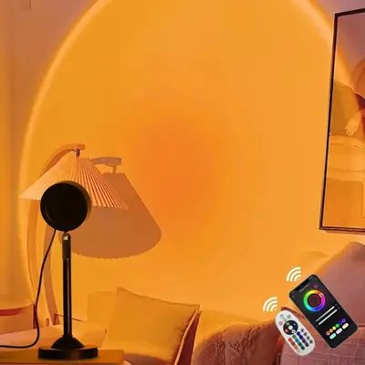 Sunset Projector Night Light, USB Powered RGB 16 Color LED Ambient Light, Remote/APP Control Rotatable Sunset Ambient Light ...
