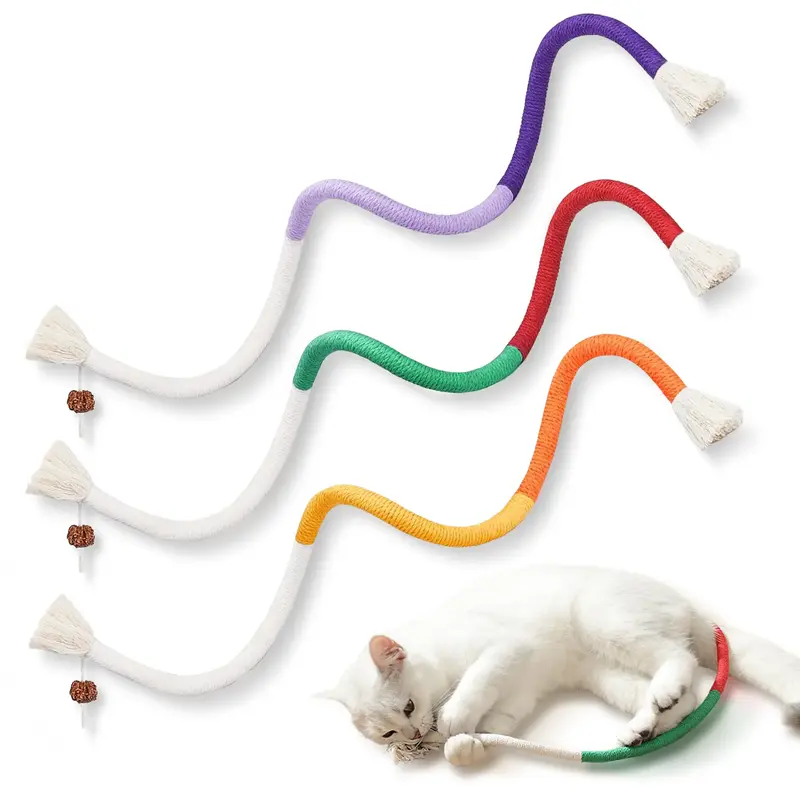 【TikTokShopfalldealsforyou】Cat Toys Chew Ropes,3Pcs Sisal Rope Chew Toys for Indoor Cats, Interactive Kick & Teeth Cleani...