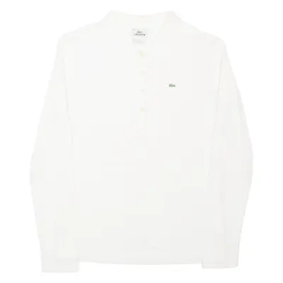 LACOSTE Womens Polo Shirt White Long Sleeve L