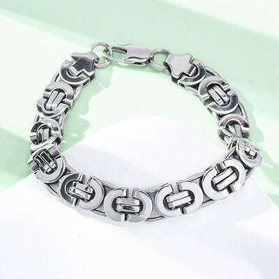 304 Stainless Steel Byzantine Chain Bracelets for Women Men