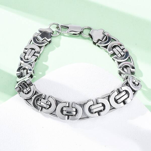 304 Stainless Steel Byzantine Chain Bracelets for Women Men