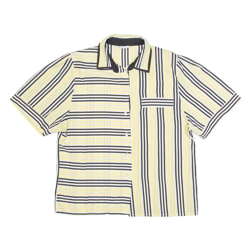 GERARD RODRIGUEZ PARIS Womens Printed Shirt Yellow Collared Striped M