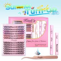 Kisslily Kaleido With Invisible Band Colored DIY Eyelash Extension Kit - Cat Eye & Fox Eye, Waterproof Wispy Lash Clusters Ki...