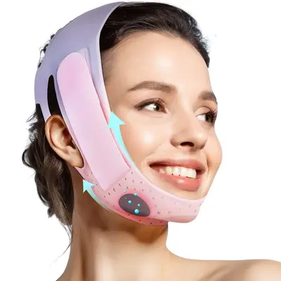 JUSRON V Line Face Lifting Mask Double Chin Strap Soft Silicone Elasticity Adjustable Comfort Sagging Cheeks Multicolor for F...