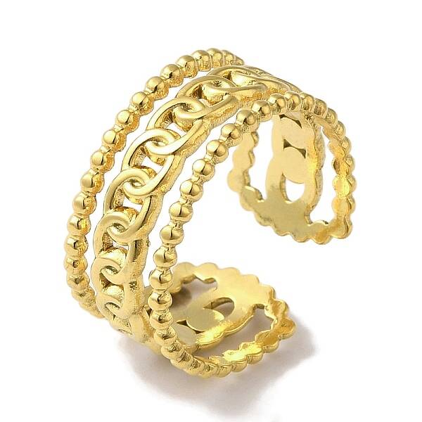 PVD Vacuum Plating 201 Stainless Steel Wide Band Open Cuff Rings