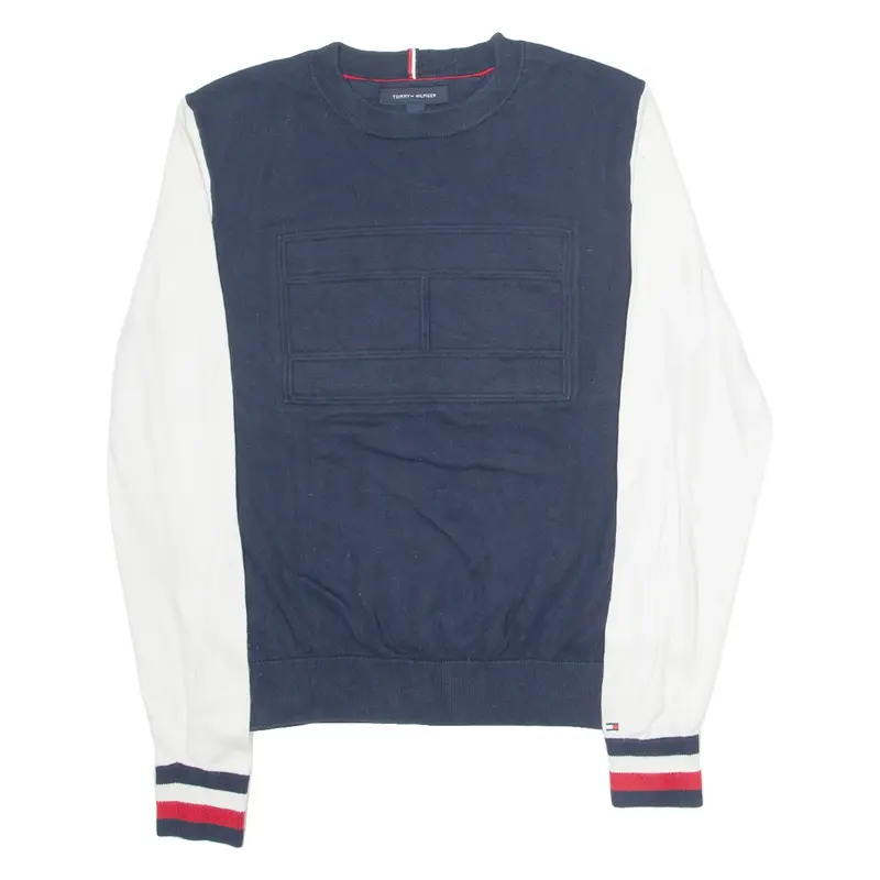 TOMMY HILFIGER Mens Jumper Blue Tight Knit S