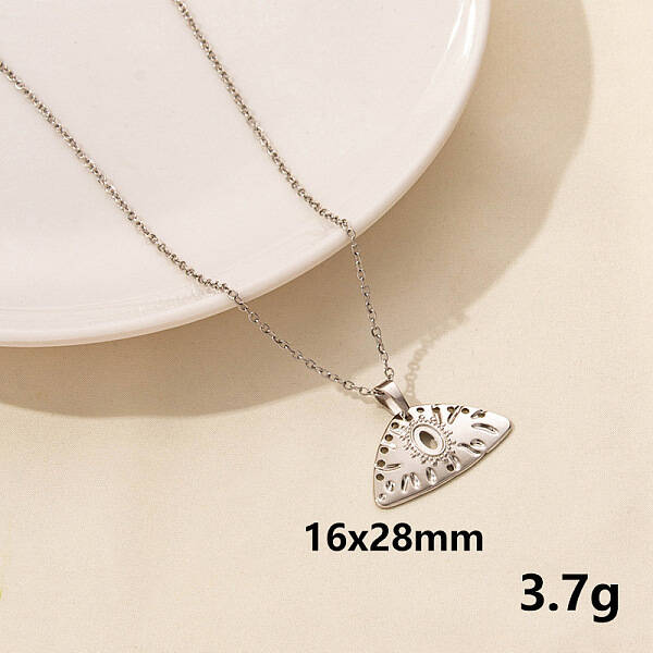 Stainless Steel Triangle with Evil Eye Pendant Necklaces