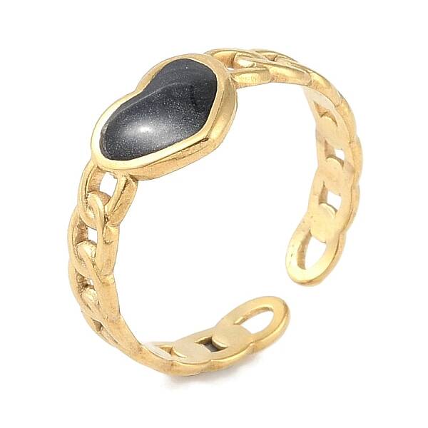 Ion Plating(IP) 304 Stainless Steel Curb Chain Cuff Finger Rings