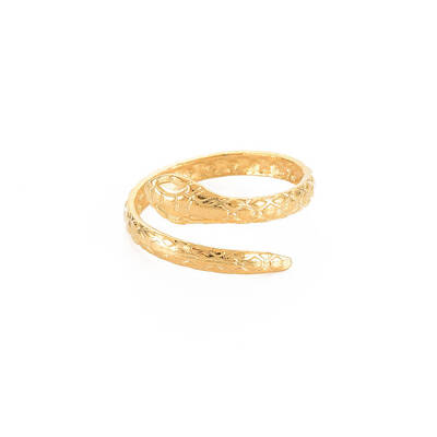 Ion Plating(IP) 304 Stainless Steel Snake Wrap Open Cuff Ring for Women