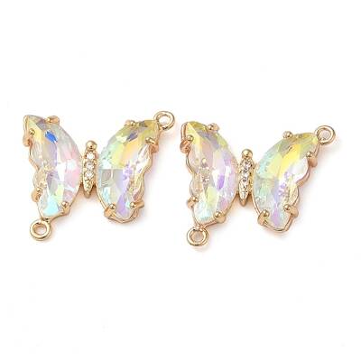Brass Pave Faceted Glass Connector Charms