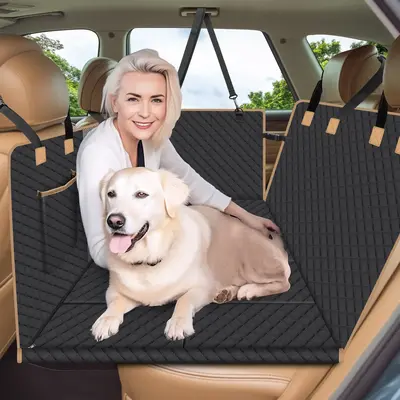Back Seat Extender for Dogs,Dog Car Seat Cover with Hard Bottom, Waterproof Dog Backseat Cover for Car, Foldable Dog Hammock ...