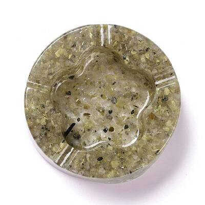 Resin with Natural Rutilated Quartz Chip Stones Ashtray