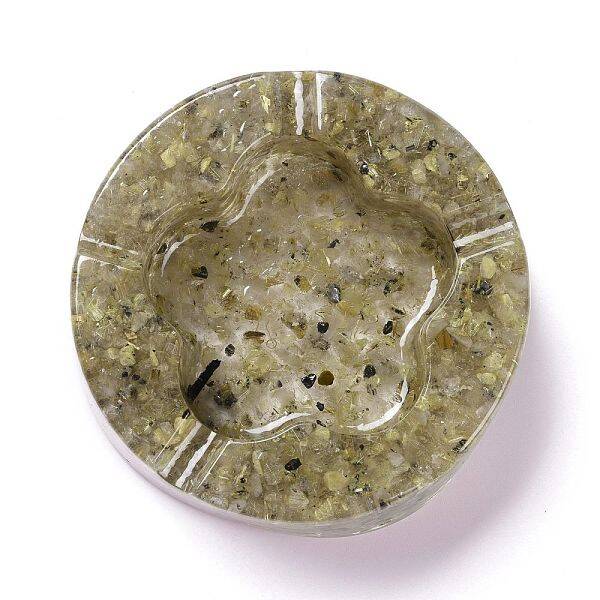 Resin with Natural Rutilated Quartz Chip Stones Ashtray