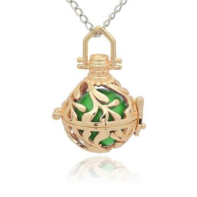 Golden Tone Brass Hollow Round Cage Pendants