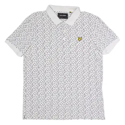 LYLE & SCOTT Mens Polo Shirt White Crazy Pattern M