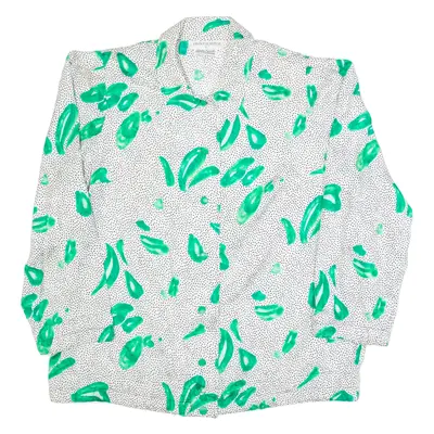 JANINA SCHRECK Womens Printed Shirt Green Collared Long Sleeve Spotted L