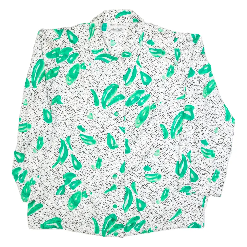 JANINA SCHRECK Womens Printed Shirt Green Collared Long Sleeve Spotted L