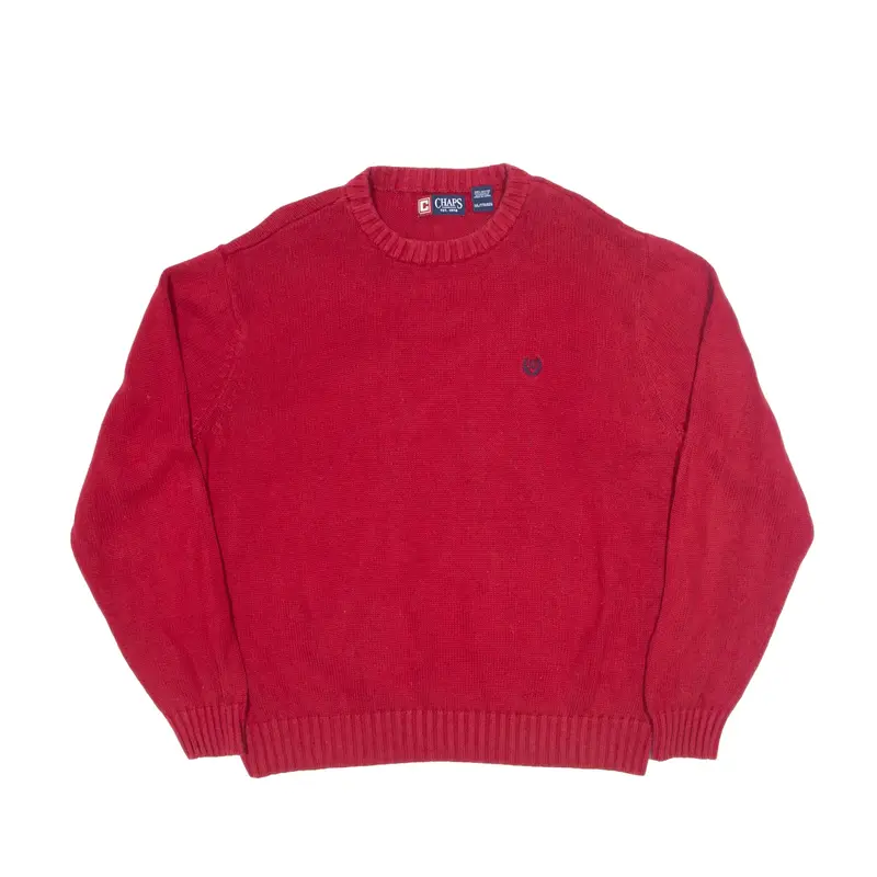 CHAPS Jumper Red Chunky Knit Mens 2XL