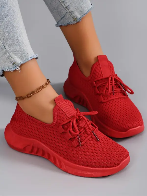 Women's Lace Up Minimalist Sneakers, Casual Comfort Breathable Lightweight Sports Shoes, Female All-match Low Top Walking Sho...