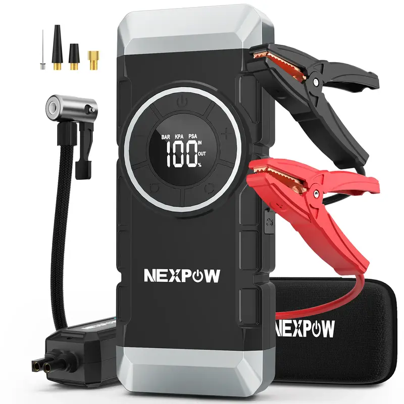 NEXPOW 2000A Peak Car Jump Starter with Air Compressor, 12V 150PSI, Quick Charge PD18W, Force Start for Up to 8L Gas & 8L Die...