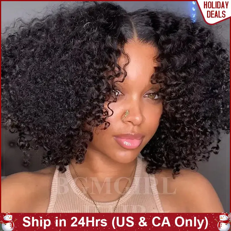 Short Bob Kinky Curly Wear Go Wig 7x5 HD Lace Closure 180% Glueless