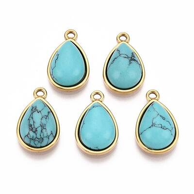 Synthetic Turquoise Teardrop Pendants