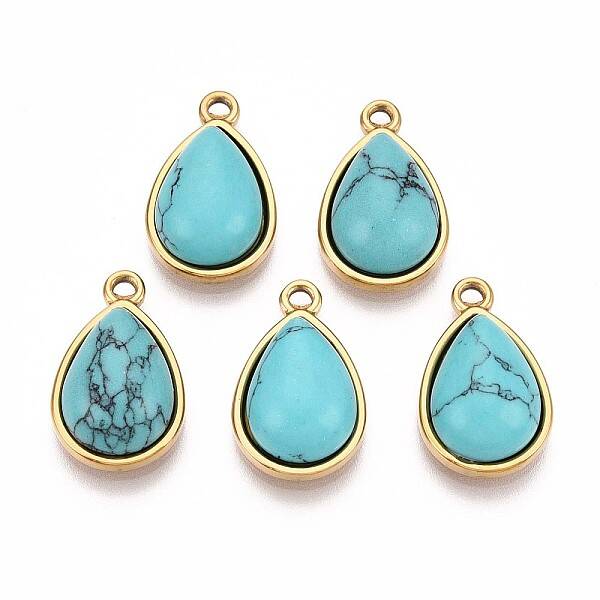 Synthetic Turquoise Teardrop Pendants