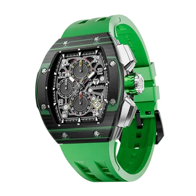 TSAR BOMBA Men's Quartz Watch | Green | Atomic TB8214 | Carbon Fiber Bezel | Luxury Sport Watch | 50M Waterproof Sapphire Gla...