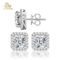 Delzzad Radiant Cut S925 VVS Synthetic Moissanite Stud Earrings Synthetic Moissanite Jewelry Perfect Birthday Mother’s Day ...