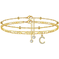 26 Letter Layered Ankle Bracelets for Women Dainty Chain initial Pendant Anklets Set Non Tarnish Alphabetical Ankle A-Z Gifts...