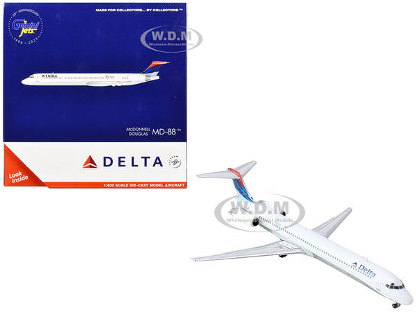 McDonnell Douglas MD-88 Commercial Aircraft Delta Air Lines (N941DL) White with Red and Blue Tail 1/400 Diecast Model Airplan...