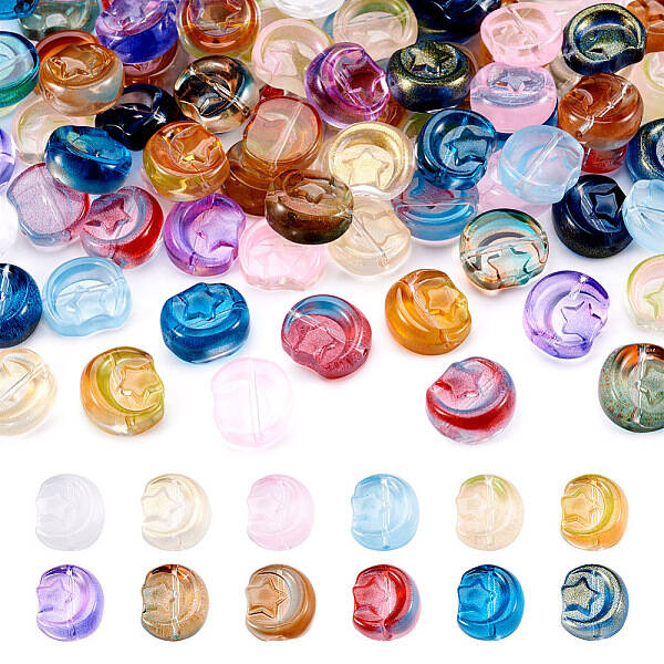 120Pcs 12 Style Transparent Glass Beads