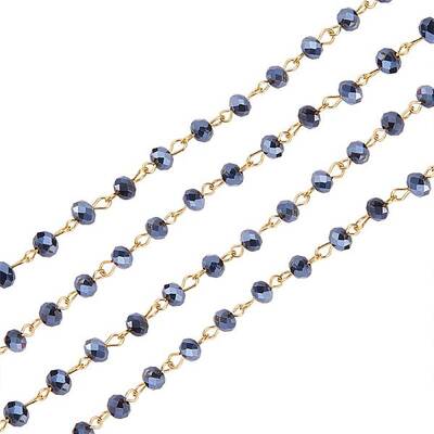 Handmade Rondelle Glass Beads Chains for Necklaces Bracelets Making