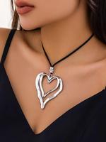 Fashionable Hollow Out Double Layer Heart Design Pendant Necklace,  Necklaces for Women,  Minimalist Jewelry for Party, Daily...