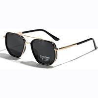 Back To School Polarized Sunglasses for Travel Use, Fashion Summer 2025 Geometric Frame Double Beam Sun Protection Glasses Tr...