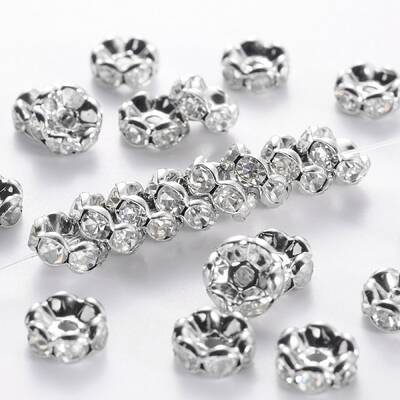 Brass Rhinestone Spacer Beads