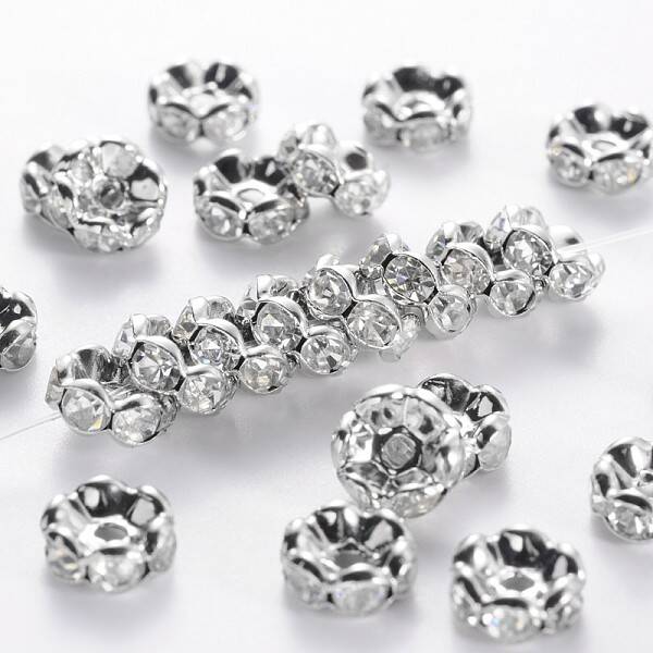 Brass Rhinestone Spacer Beads