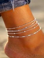 Women's Elegant Chain Design Anklet (5pcs/set), Exquisite Trendy Anklet, Body Jewelry for Women & Girls for Daily & Party Dec...