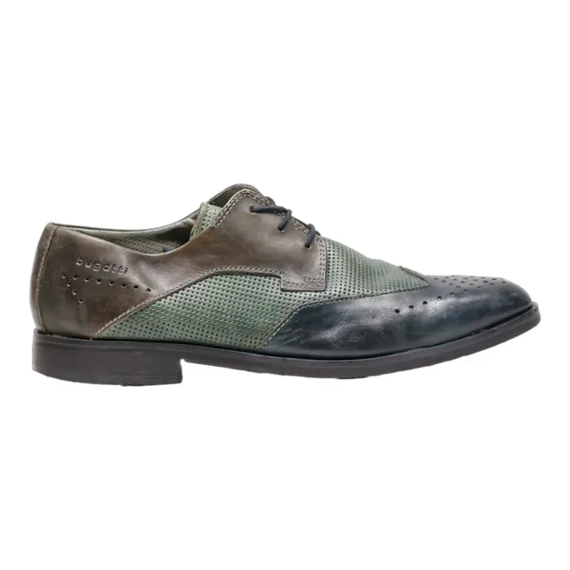 BUGATTI Brogue Shoes Green Leather Mens UK 10.5