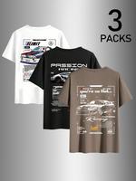 Men's Car Print Short Sleeve Tee, Regular Fit Casual Round Neck T-shirt for Summer, Men's Top for Daily Wear, Summer Clothes