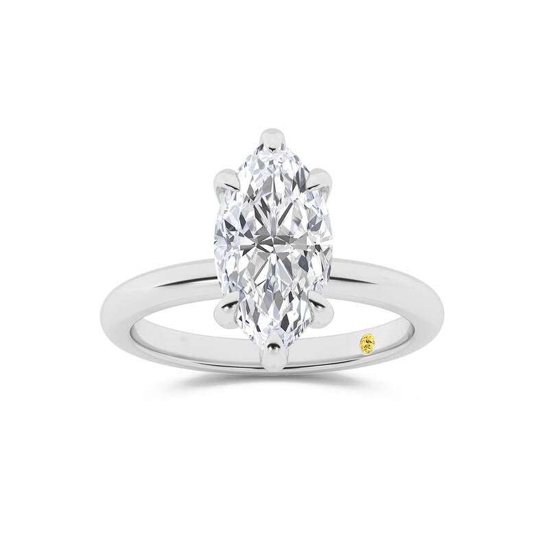 Fez Lab Grown Hidden Halo Marquise Shape Diamond Engagement RIng | 18K White Gold 3 1/10 ct. tw.