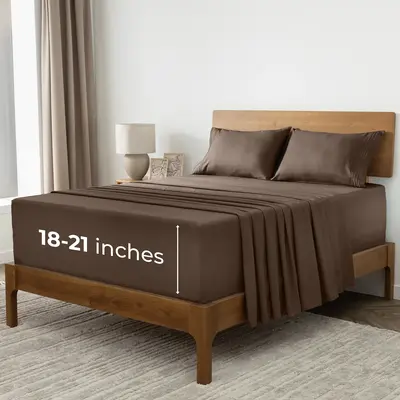 Mellanni Extra-Deep Sheet Set - 4-pc Iconic Collection with 21 Pocket - Soft, Breathable, Cooling & Machine Washable